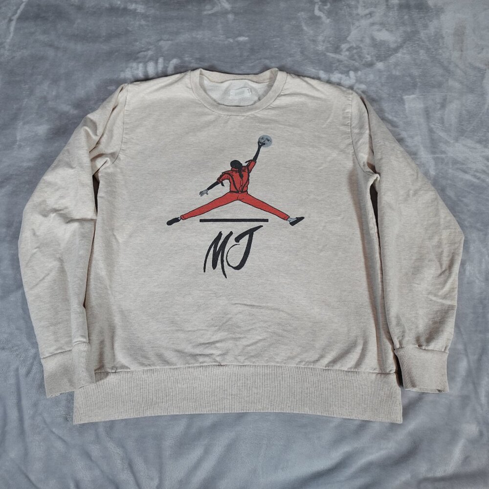 Vanishing Elephant Jumpman Michael Jordan Sweatshirt Mens M Slim Fit Beige